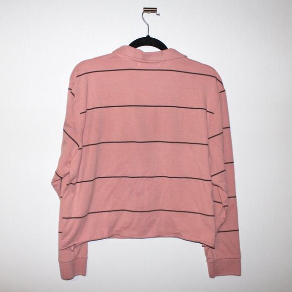 Pull & Bear Pink Cropped Collared Cozy Top Large - Picture 3 of 3